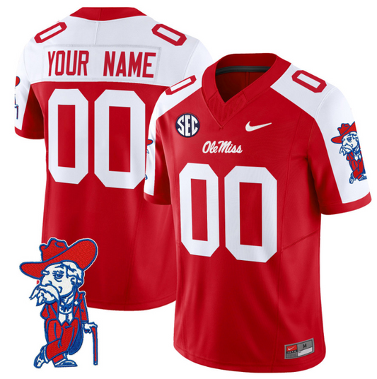 Custom Ole Miss Rebels Jersey Name and Number Vapor Limited College Football Stitched Red Alternate