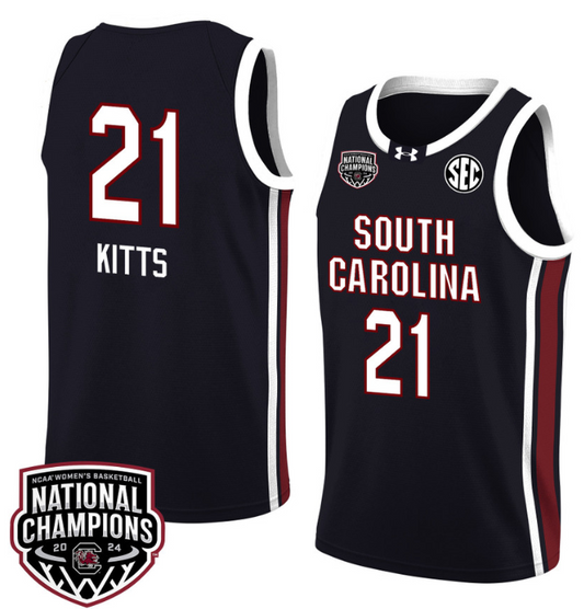 Chloe Kitts Jersey #21 South Carolina Gamecocks 2024 NCAA Basketball National Champions Black