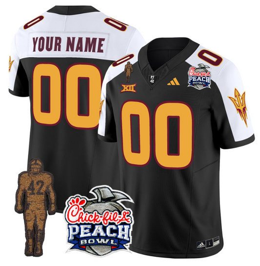 Custom Sun Devils Pat Tillman Jersey Name, Number Peach Bowl Patch Black Alternate