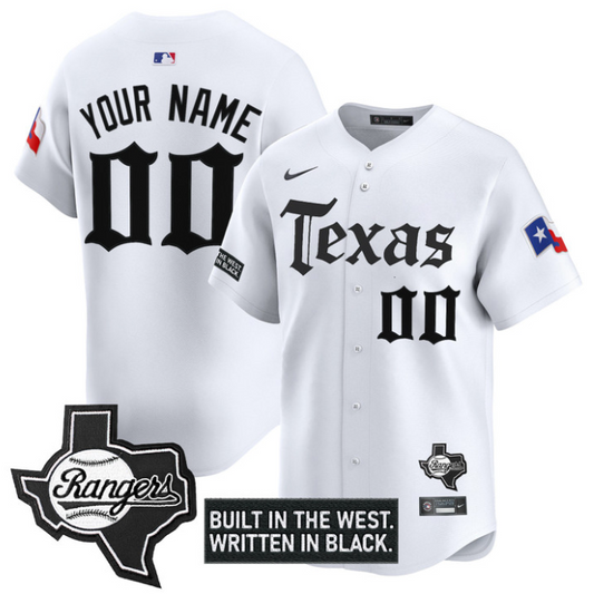 Custom Texas Rangers Jersey Gothic Frontier Edition Vapor Premier Limited Stitched White