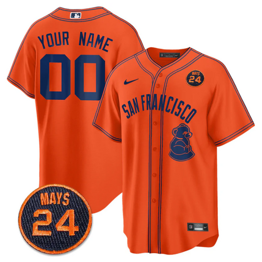 Custom San Francisco Giants Jersey #24 Willie Mays Patch 2024 Vapor Premier Limited Orange Limited