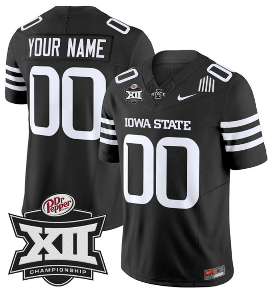 Custom Iowa State Jersey Name and Number 2024 Championship Patch Black