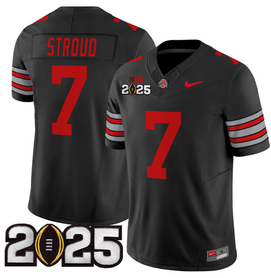 CJ Stroud Jersey #7 Ohio State 'Heritage Stripe' 2025 CFP Final Patch Black