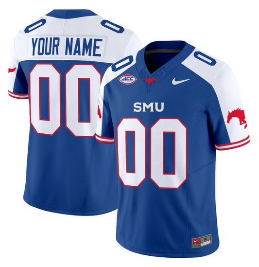 Custom SMU Mustangs Icy Jersey Name and Number College Football Vapor Limited Blue Alternate
