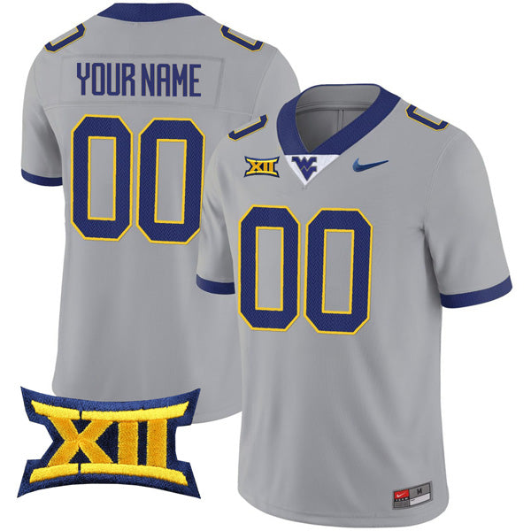 Custom West Virginia Mountaineers Jersey Name and Number College Football Gray – All Stitched