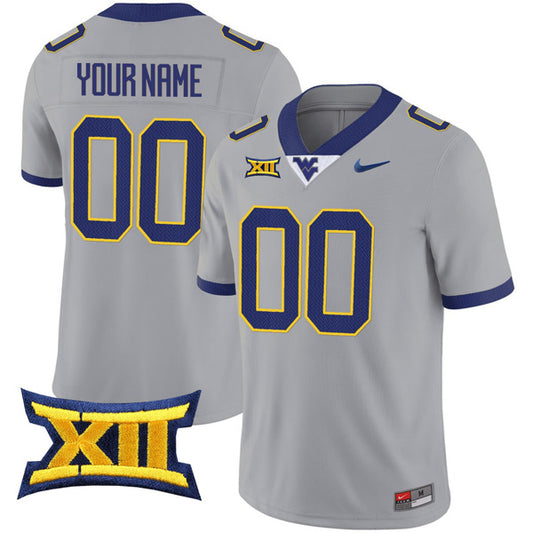 Custom West Virginia Mountaineers Jersey Name and Number College Football Gray – All Stitched