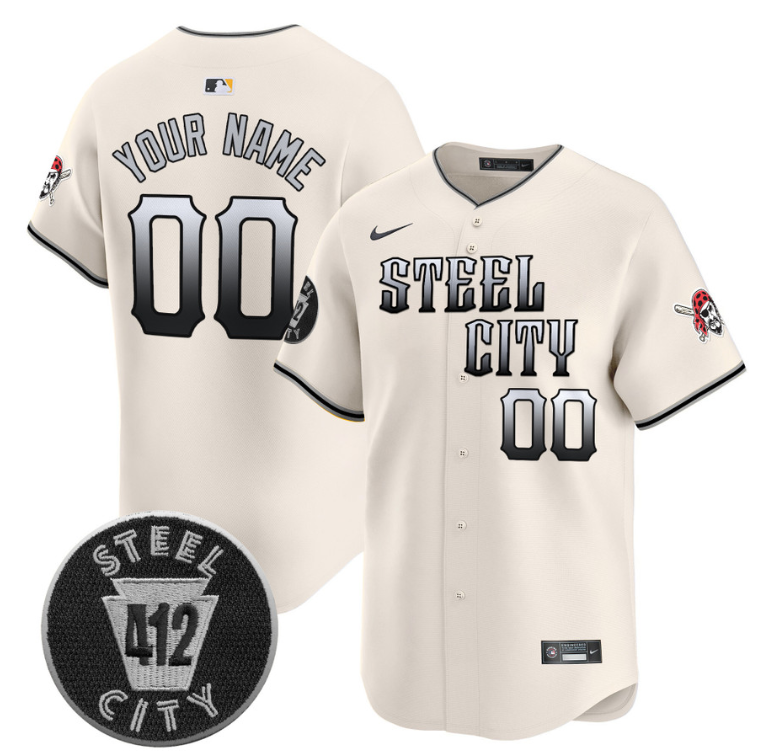 Custom Pittsburgh Pirates Jersey 412 Patch Vapor Premier Limited V8 Stitched Cream