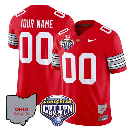 Custom Ohio State Buckeyes Jersey Name, Number Cotton Bowl Patch Stitched Red