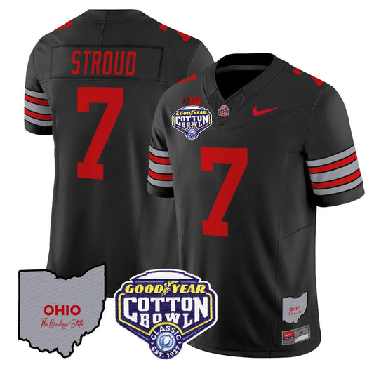 CJ Stroud Jersey #7 Ohio State Buckeyes Cotton Bowl Patch Stitched Black