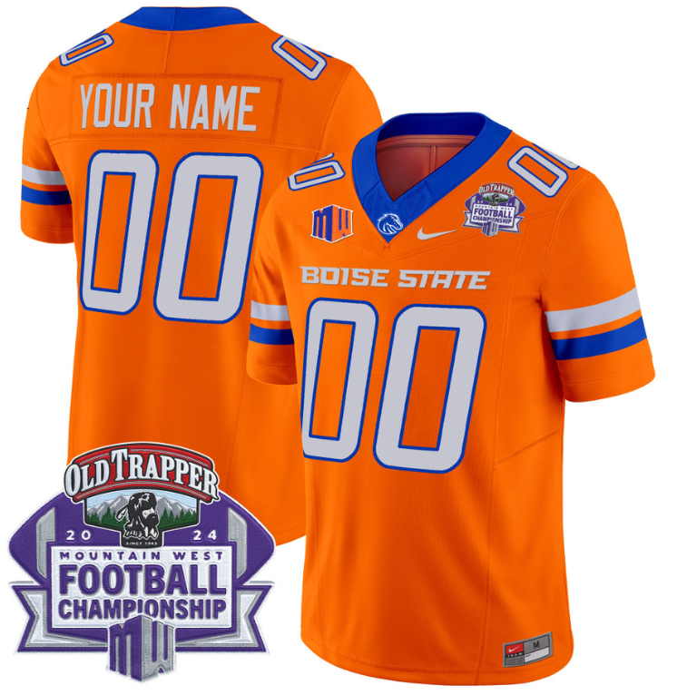 Custom Boise State Broncos Jersey 2024 Championship Patch Orange