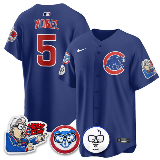 Christopher Morel Jersey #5 Chicago Cubs Harry Caray Holy Cow Patch Premier Limited Stitched Royal