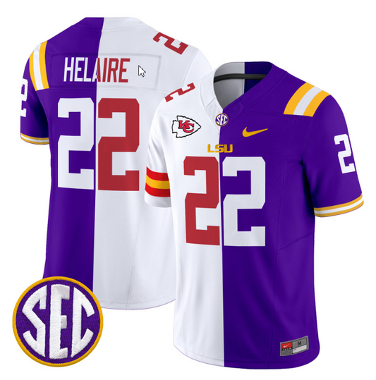 Clyde Edwards-Helaire Jersey #22 LSU Tiger Split Vapor Limited V2 All Stitched