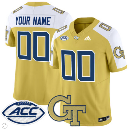 Custom Georgia Tech Yellow Jackets Jersey Name and Number Vapor Limited Football Gold Alternate