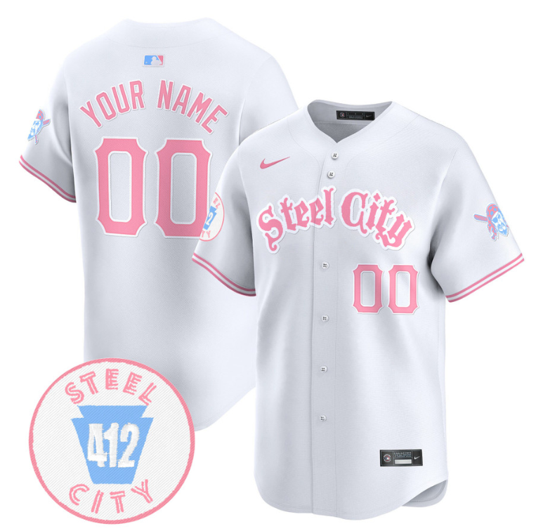 Custom Pittsburgh Pirates Jersey Bubblegum Pink Vapor Premier Limited Stitched White