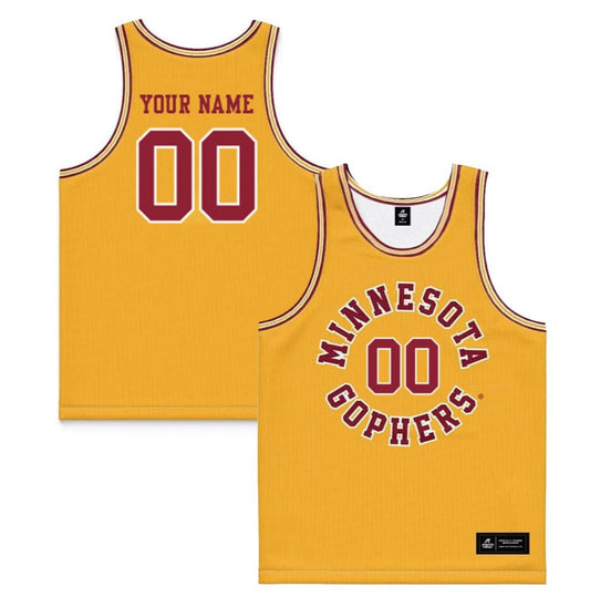 Custom Minnesota Gophers Basketball Jersey Name, Number Stitched Yellow