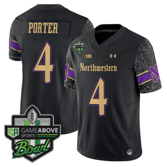 Cam Porter Jersey #4 Northwestern Wildcats 2025 GameAbove Sports Bowl