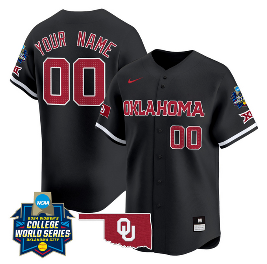 Custom Oklahoma Sooners Jersey 2024 College World Series Vapor Premier Limited NCAA Baseball Stitched Black