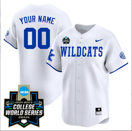 Custom Kentucky Wildcats College Baseball World Series Jersey – Alternate White