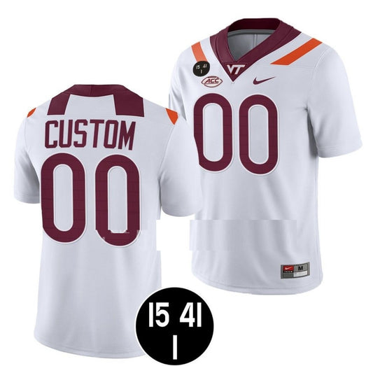 Custom Virginia Tech Hokies Jersey Name and Number NCAA College Football White