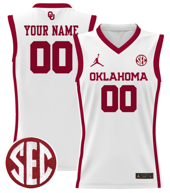 Custom Oklahoma Sooners Jersey 2024 Lightweight Basketball Stitched White