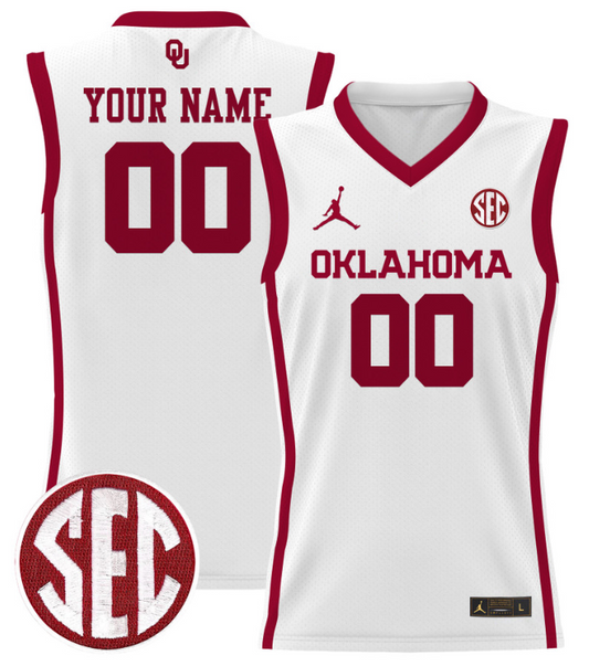 Custom Oklahoma Sooners Jersey 2024 Lightweight Basketball Stitched White