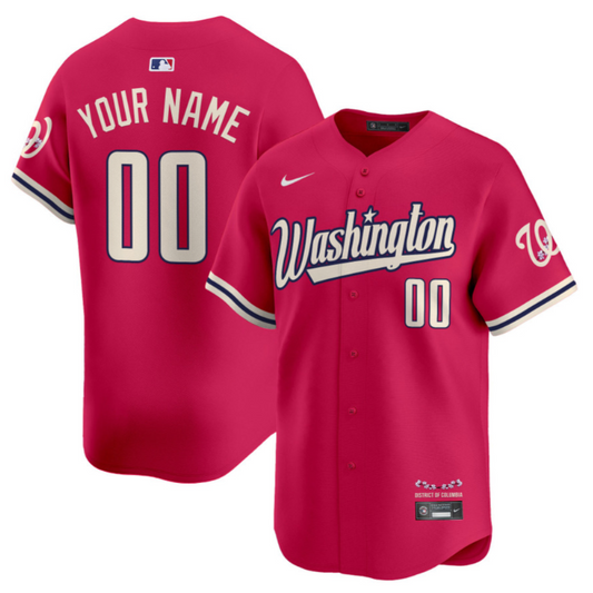 Custom Washington Nationals Jersey Name, Number Vapor Limited All Stitched Pink
