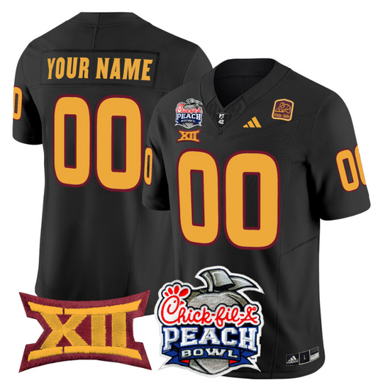 Custom Arizona State Sun Devils Jersey 2025 Peach Bowl Patch Black