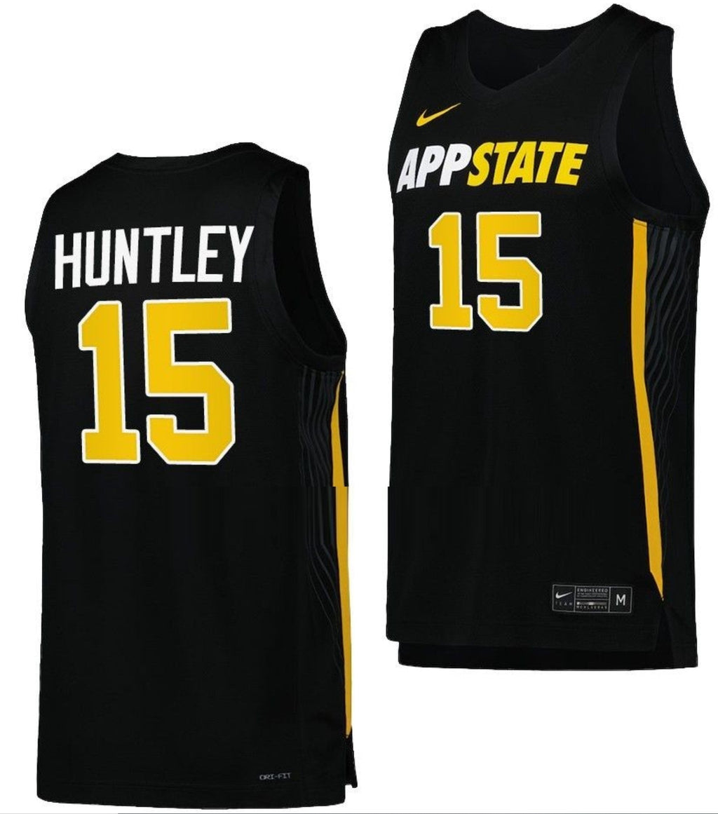 CJ Huntley Jersey Appalachian State Mountaineers College Basketball Black #15
