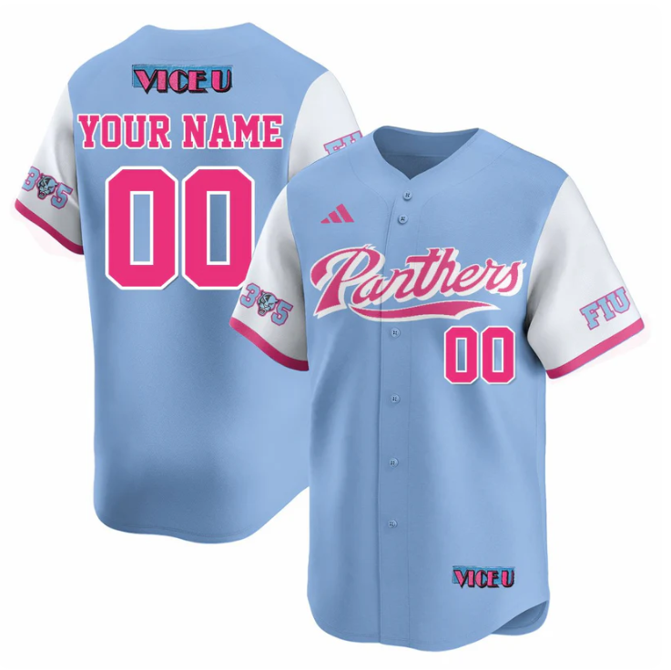 Custom FIU Baseball Jersey Name, Number 2025 Vice U All Stitched Blue