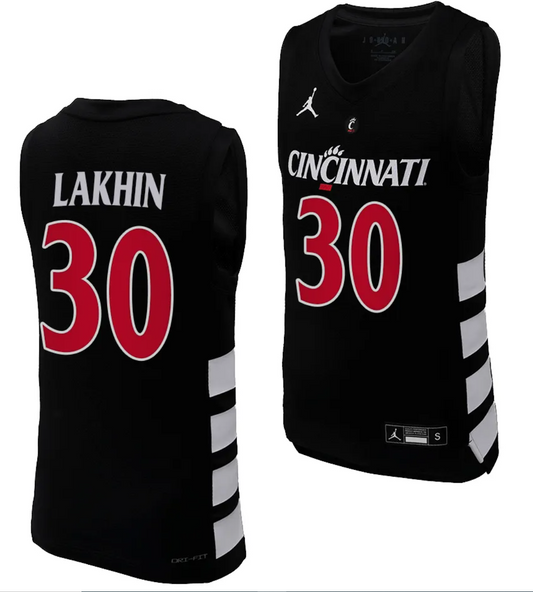 Cincinnati Bearcats Viktor Lakhin Jersey #30 Black Basketball Unisex Replica