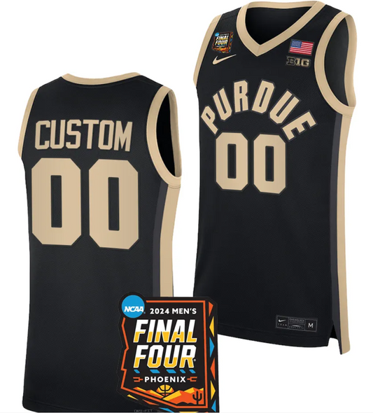 Custom Purdue Boilermakers Jersey Name and Number 2024 NCAA March Madness Final Four Basketball Black