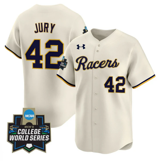 Charlie Jury Jersey #42 Murray State Racers 2025 World Series Stitched Cream