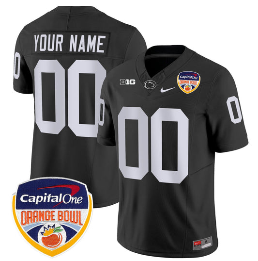 Custom Penn State Jersey Name, Number Orange Bowl Patch Stitched Black