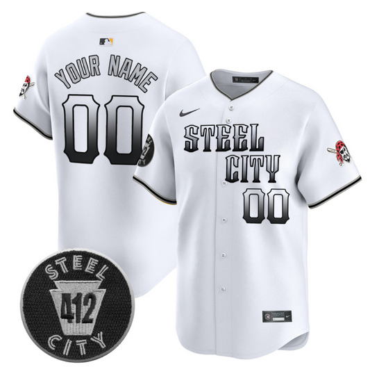 Custom Pittsburgh Pirates Jersey 412 Patch Vapor Premier Limited V8 Stitched White