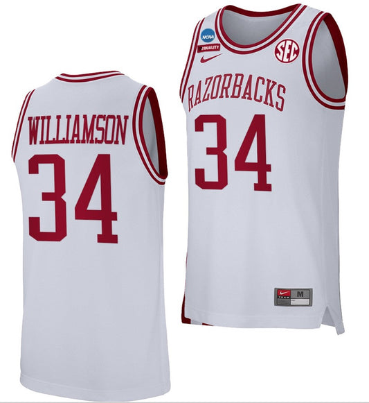 Corliss Williamson Jersey Arkansas Razorbacks College Basketball 2022 NCAA March Madness Retro White #34