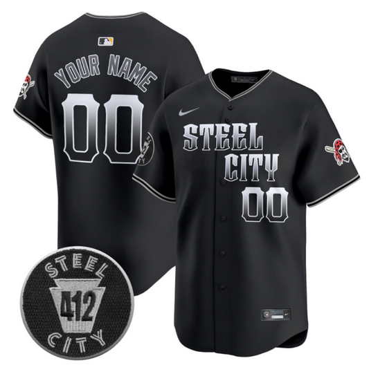 Custom Pittsburgh Pirates Jersey 412 Patch Vapor Premier Limited V8 Stitched Black