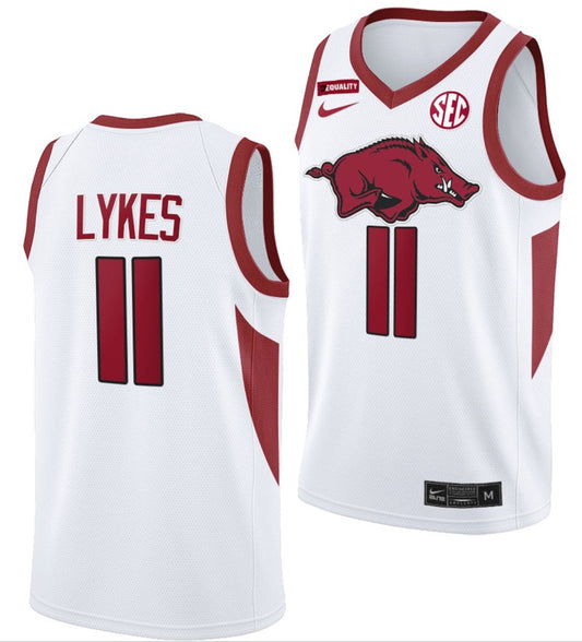 Chris Lykes Jersey Arkansas Razorbacks College Basketball Equality White #11