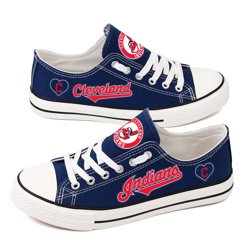 Cleveland Indians Limited Print MLB Baseball Fans Low Top Canvas Shoes Sport Sneakers T-DAC171L