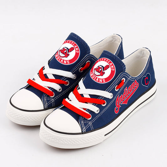 Cleveland Indians Limited Print MLB Baseball Fans Low Top Canvas Shoes Sport Sneakers T-DAC171L