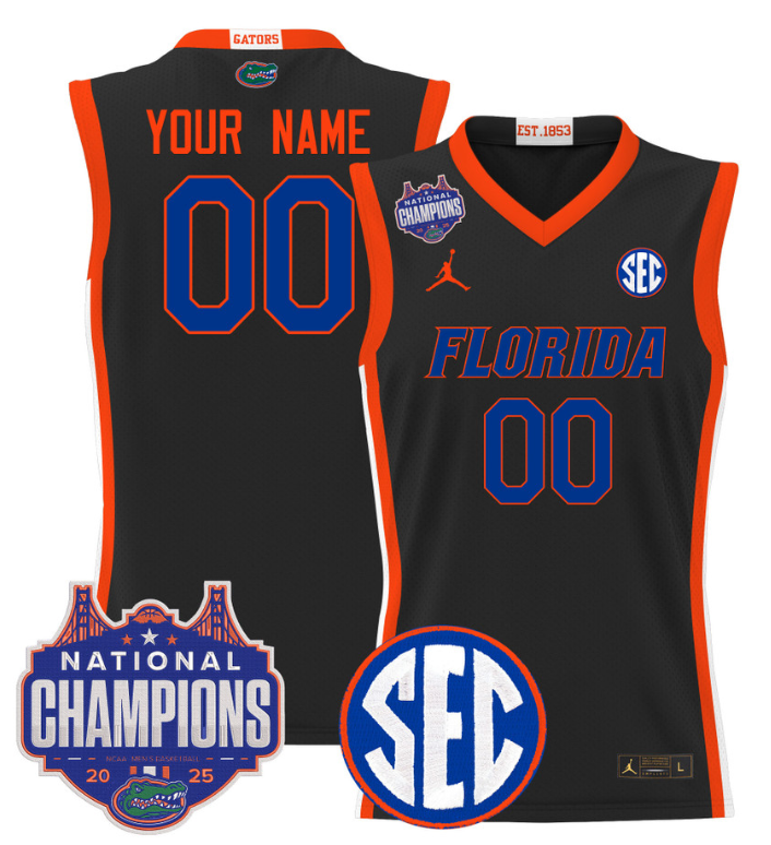 Custom Florida Gators Jersey 2025 National Champions Patch Stitched Black