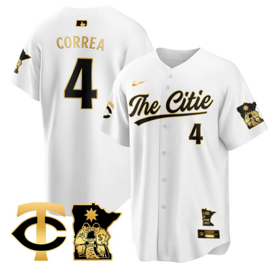 Carlos Correa Jersey #4 Minnesota Twins 2025 City Connect Concept Stitched White Gold