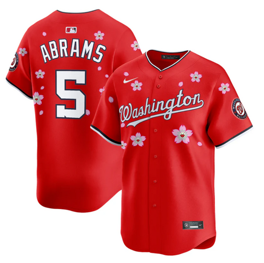 CJ Abrams Jersey #5 Washington Nationals Cherry Blossom Vapor Premier Limited Stitched Red