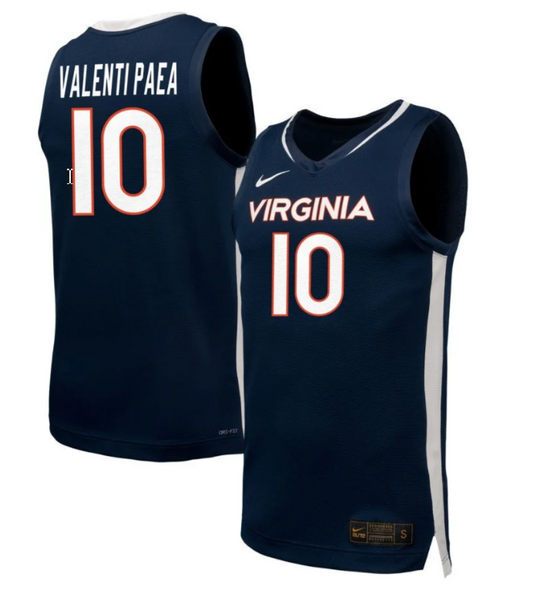 Casey Valenti Paea Jersey #10 Virginia Cavaliers Unisex NIL Basketball Navy