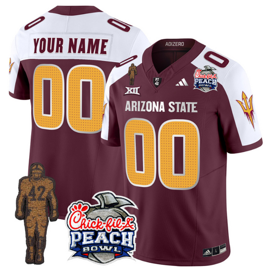 Custom Sun Devils Pat Tillman Jersey Arizona State Peach Bowl V2 Maroon Alternate