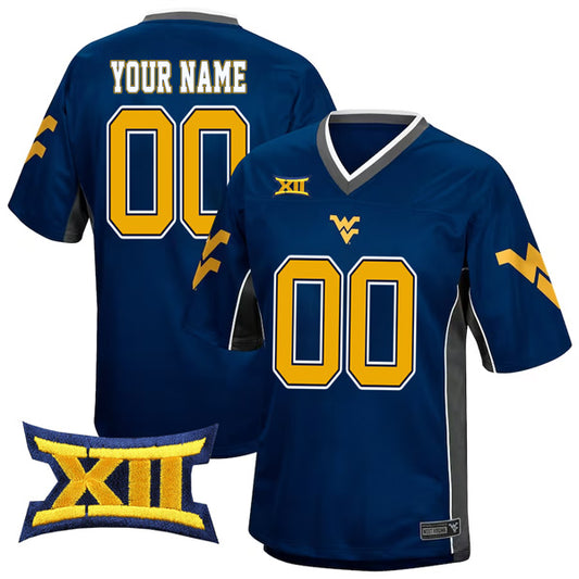 Custom West Virginia Mountaineers Jersey Name and Number College Football Game Day Navy– All Stitched