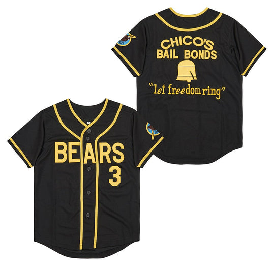 Chico Bail Bonds Bad News Bears #3 Baseball Jersey Black