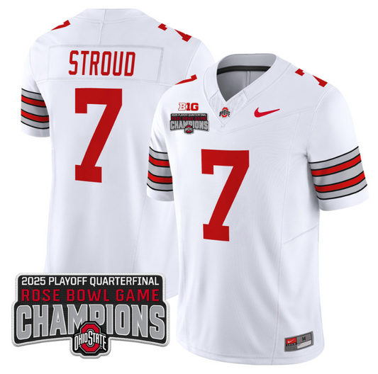CJ Stroud Jersey #7 Ohio State 2025 Rose Bowl Champions Patch White