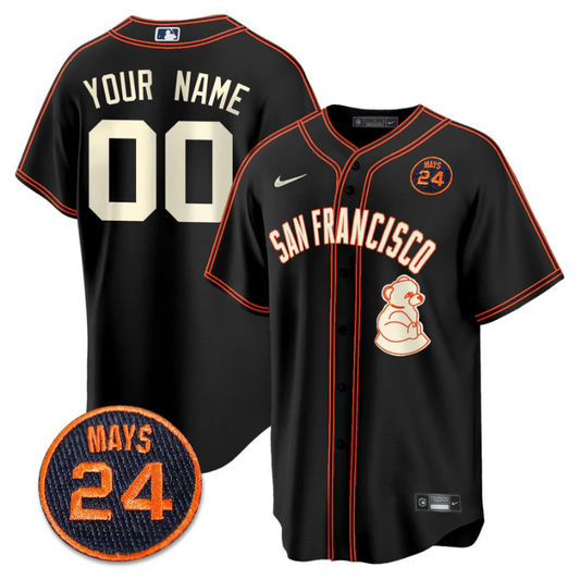 Custom San Francisco Giants Jersey #24 Willie Mays Patch 2024 Vapor Premier Limited Black Limited