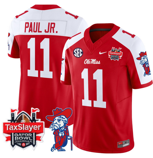 Chris Paul Jr Jersey #11 Ole Miss Rebels 2024 Gator Bowl V2 Red Alternate