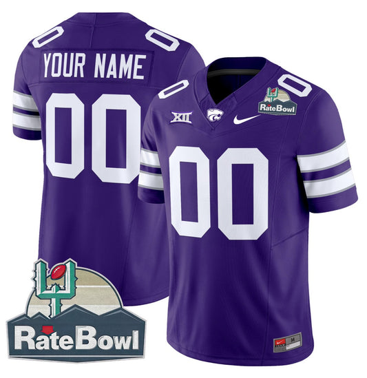 Custom Kansas State Wildcats Jersey 2025 Rate Bowl Patch Football Purple